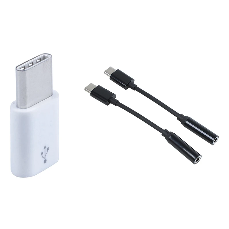 1 шт USB Type C 3.1 Штекер к Mini USB 2.0 5 Контактный разъем для передачи данных с 2 шт USB C к разъему для наушников 3,5 мм - 0