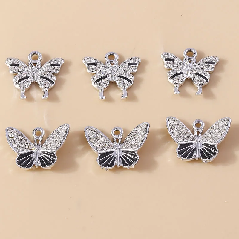 10 шт. Новых элегантных серебряных хрустальных бабочек-талисманов для подвесных сережек, браслета, ювелирных изделий ручной работы, ожерелья и подвески - 0