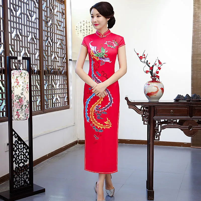 2023 Красное китайское новогоднее платье, Элегантные женские платья, Традиционный китайский стиль, Ципао, плюс Размер 4Xl, вечернее платье с принтом Cheongsams - 0
