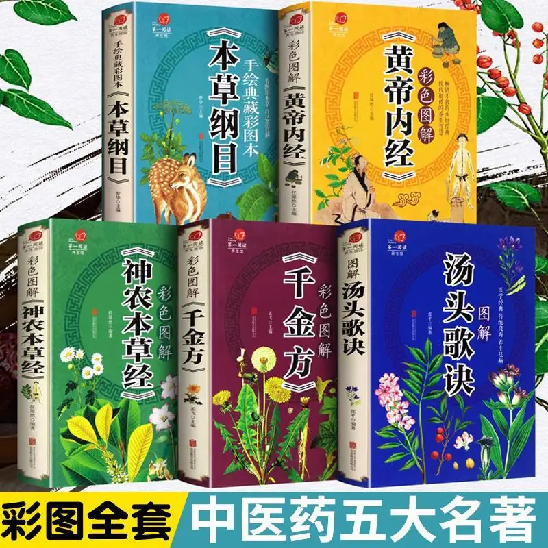 5 книг Хуан Ди Нэй Цзин Сборник материалов медицины Shennong's Herbal Classic Traditional Chinese Medicine Health Book - 0