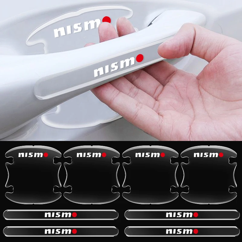 8шт Ручка двери автомобиля Прозрачная эмблема Наклейка для защиты от столкновений Автомобильные товары для Nismo Логотип Эмблема R34 GTR Автомобильные аксессуары - 0