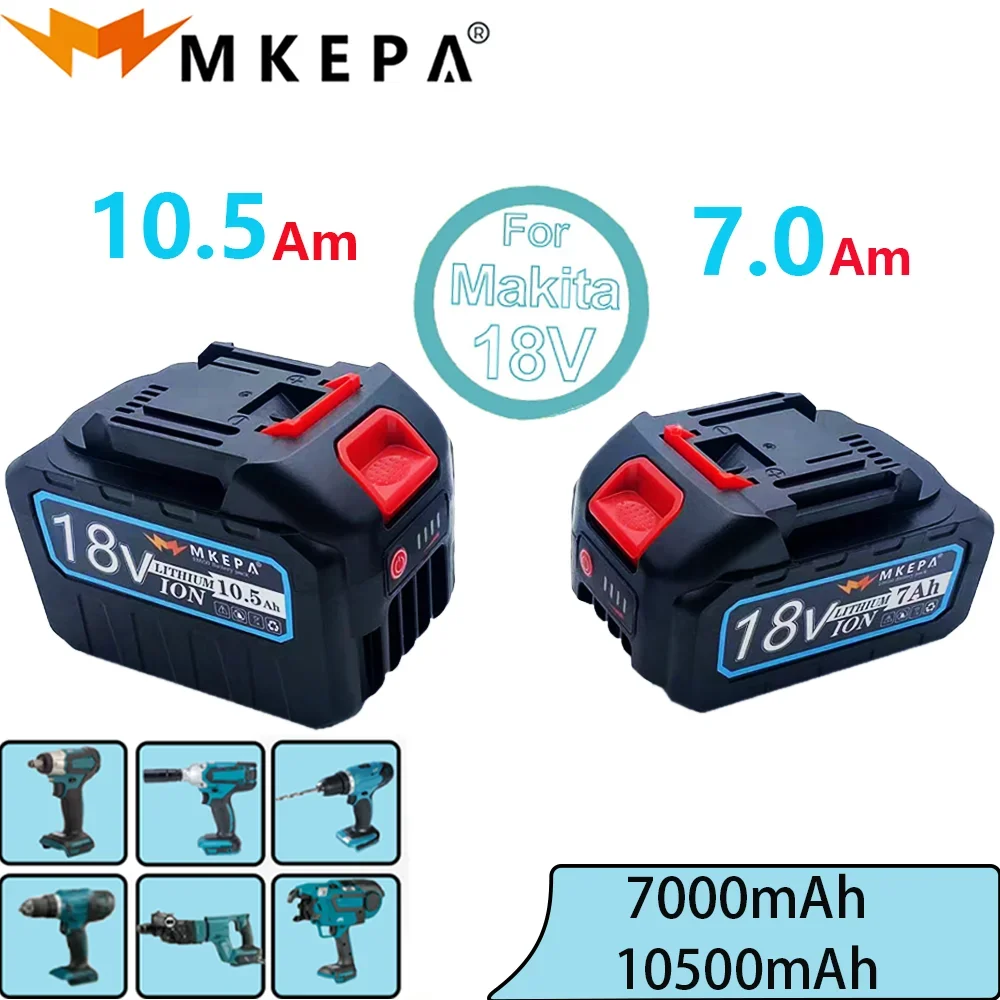 MKEPA 18V 5S2P /5S3P 7,0/10,5Ач мощный прочный литиевый аккумулятор, зарядное устройство, подходит для электроинструмента Makita серии 18V - 0