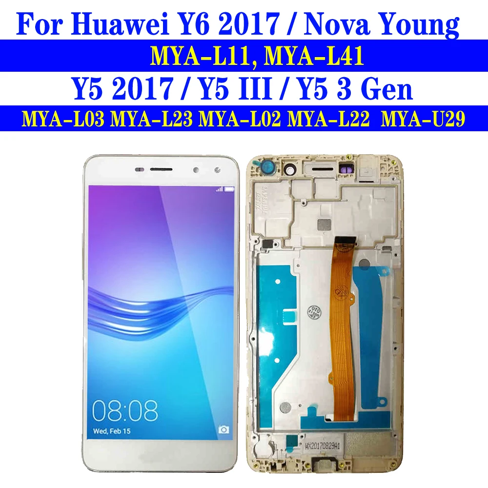 Y6 2017 ЖК-дисплей С Рамкой Для Huawei Y5 2017 Y5 III Сенсорный Экран дисплея Дигитайзер В сборе MYA-L03 MYA-L23 MYA-L02 MYA-L22 MYA-L11 - 0