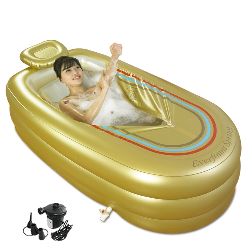 Большая Надувная Ванна Для Взрослых, Домашняя Ванна Для Взрослых С Изолированной Подушкой с Электрическим Насосом - 0