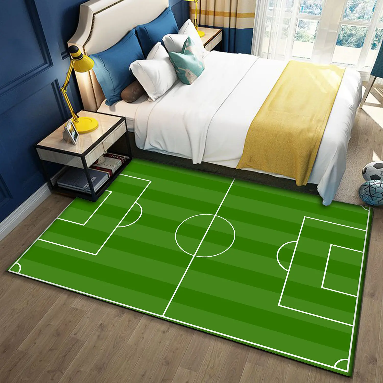 Мультяшный коврик для футбольного поля, Спальня, гостиная, Противоскользящий ковер, коврик для пола, коврики, Большой мягкий ковер для дома - 0