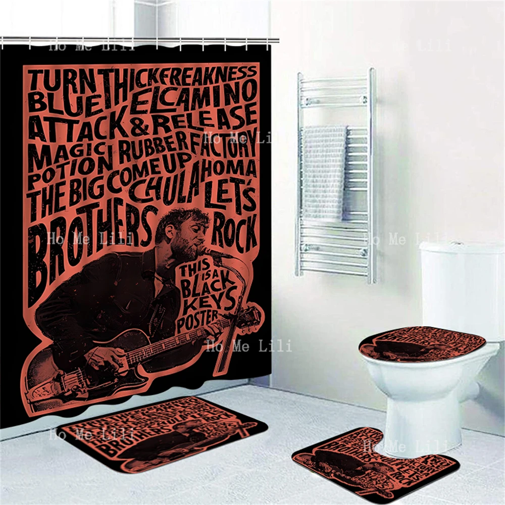 Наборы занавесок для душа Black Keys Art Foster Joseph Rock с ковриками - 0