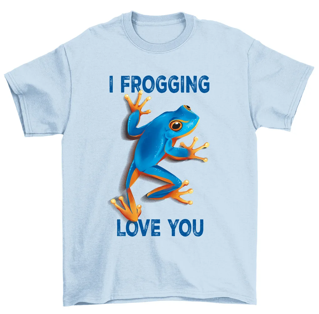 Футболка I Frogging Love You Blue Frog для мужчин и женщин Унисекс - 0