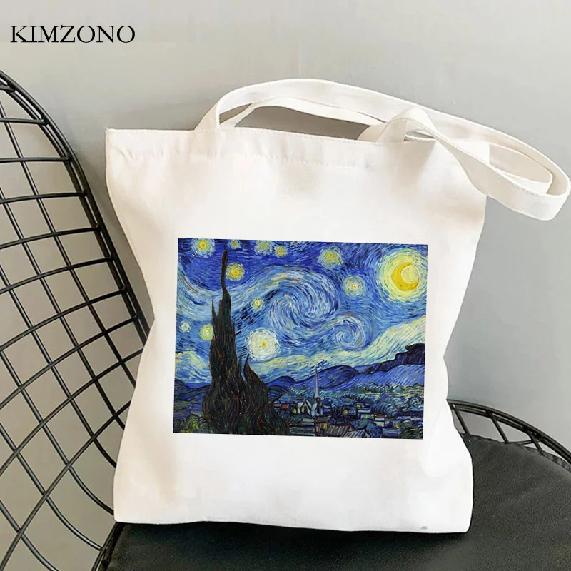 Хозяйственная сумка Van Gogh bolso хлопчатобумажная эко-сумочка для бакалеи холщовая сумка bolsas многоразового использования ecobag bolsas ecologicas sac tissu - 0
