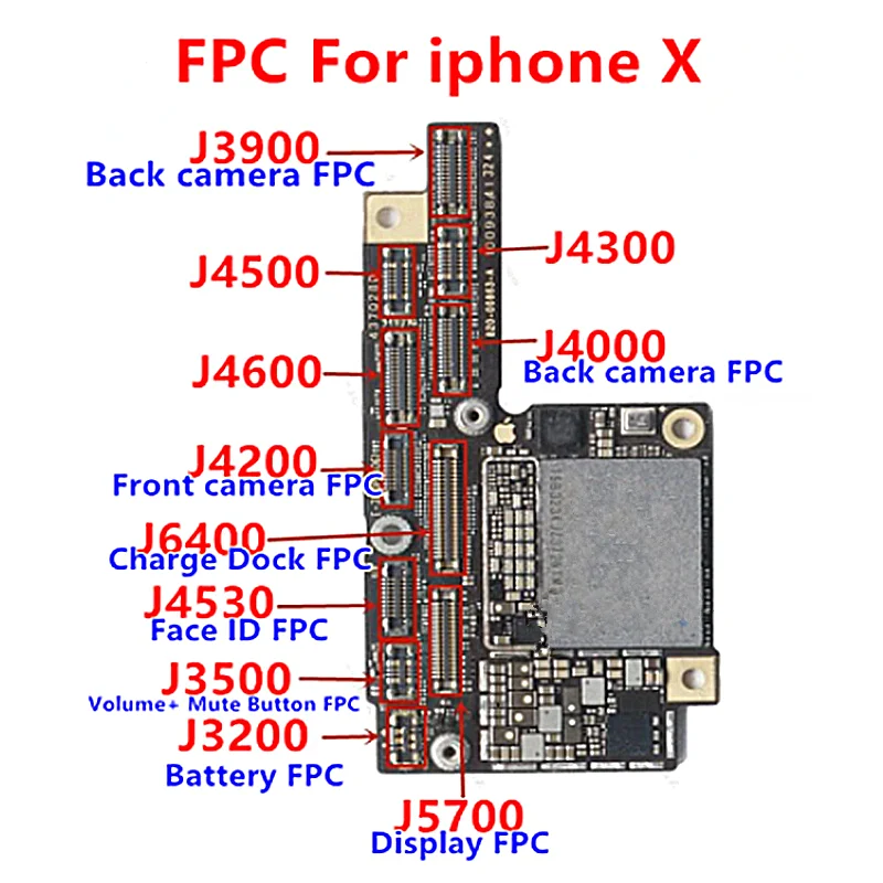 10шт 3900 J4500 J4300 J4000 J4600 J4200 J6400 J4530 J3500 J3200 J5700 разъем FPC для iphone X на плате - 1