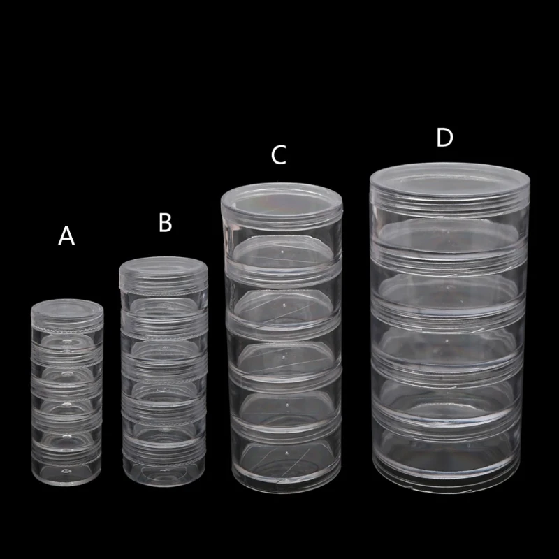 5-Слойный цилиндр, Штабелируемые контейнеры для бусин, пластиковые Круглые Прозрачные контейнеры для хранения - 1