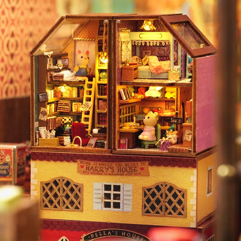 Diy Mini Rabbit Town Casa Деревянные Кукольные Домики Миниатюрные Строительные Наборы С Мебелью Кукольный Домик Игрушки Для Девочек Подарки На День Рождения - 1