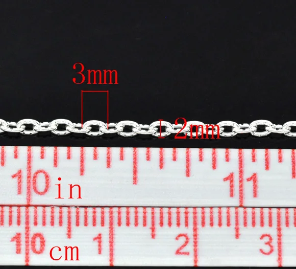 Doreen Box Lovely 10 м серебристого цвета Текстурированная кабельная цепочка 3x2 мм (B14897) - 1