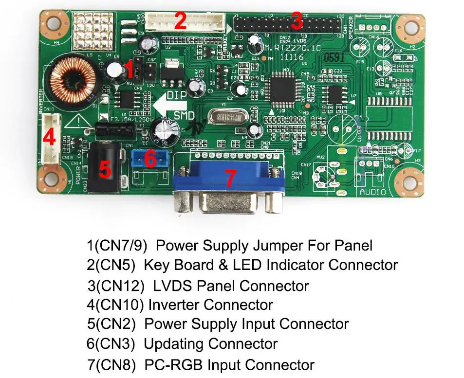 M.RT2270 Для B101EW05 V.3 PQ101WX01 Плата драйвера ЖК-/светодиодного контроллера (VGA) 1280x800 LVDS Монитор Для повторного использования Ноутбука - 1