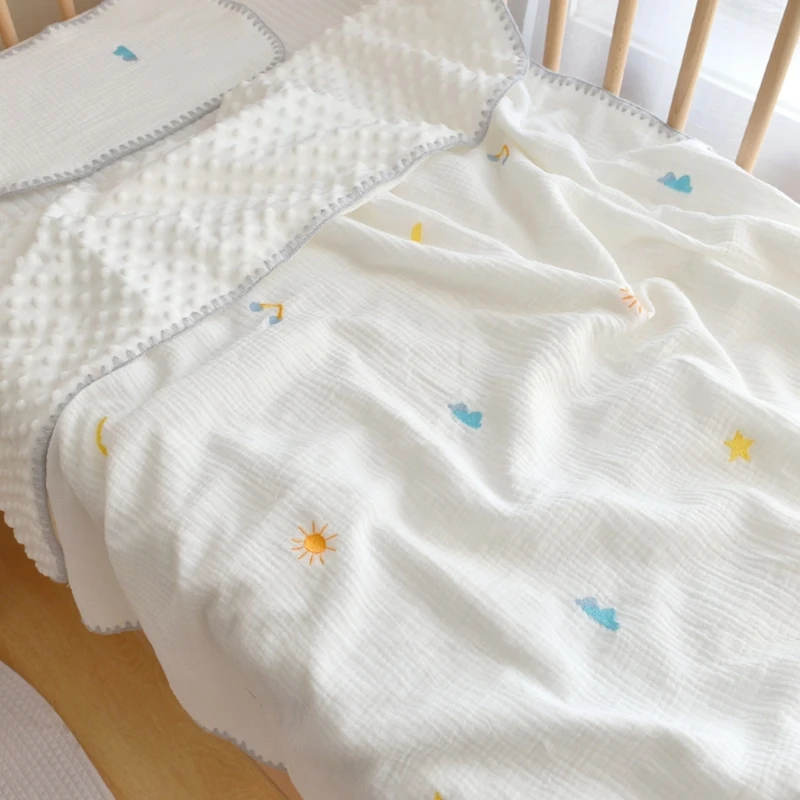 Детское защитное одеяло, накидка на коляску, одеяло для новорожденных мальчиков и девочек, Нейтральное по гендерному признаку, нефлуоресцентное муслиновое одеяло для новорожденных - 1