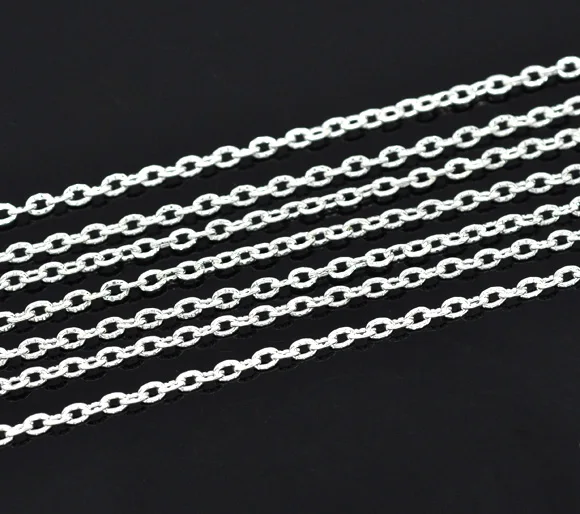 Doreen Box Lovely 10 м серебристого цвета Текстурированная кабельная цепочка 3x2 мм (B14897) - 2