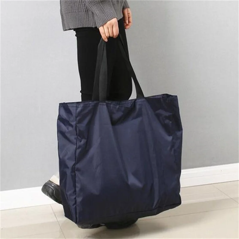 Женские сумки для покупок, однотонные сумки на молнии, продуктовые сумки большой емкости, моющиеся, многоразовые, простые, сверхпрочные, Новая модная сумка - 2