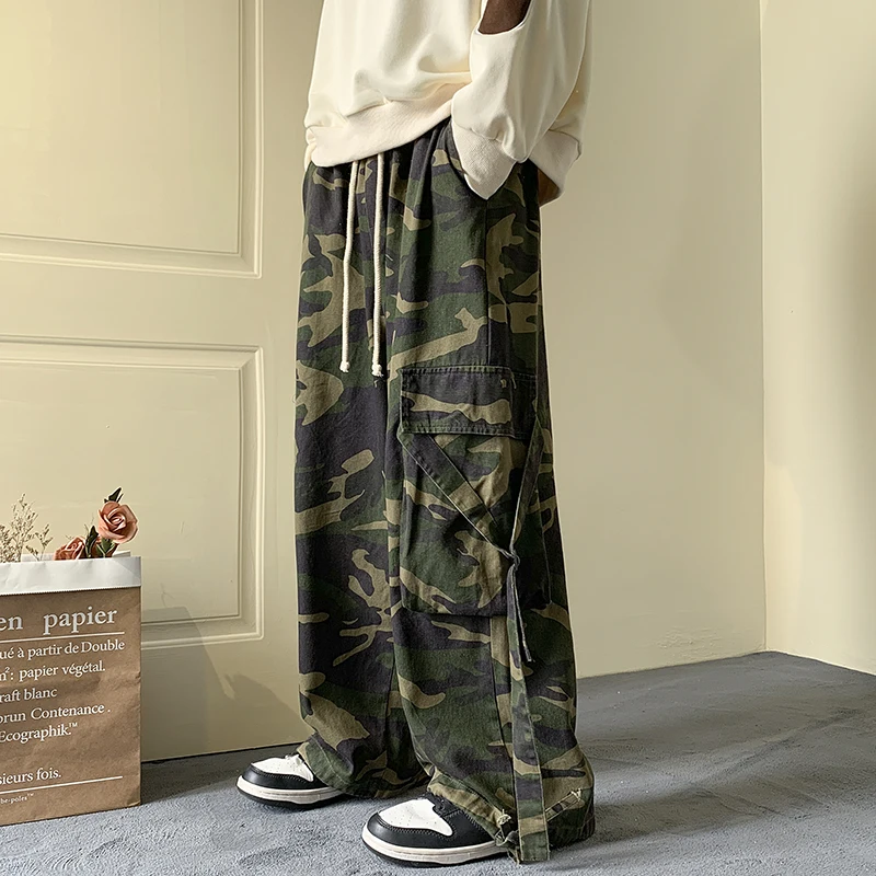 Новые модные военные камуфляжные брюки-карго, мужские повседневные брюки, свободные мешковатые тактические брюки, уличная одежда в стиле хип-хоп, шаровары - 2