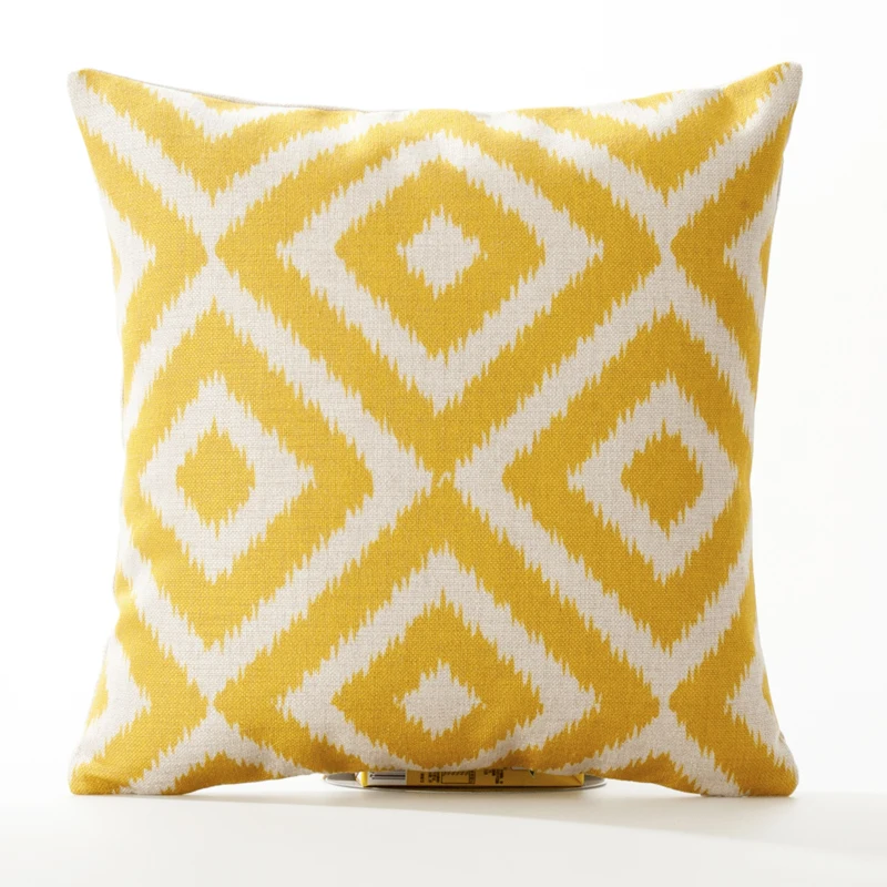 Скандинавская желто-серая геометрическая подушка Cushon Cover Домашняя декоративная льняная наволочка чехлы для диванных подушек - 2