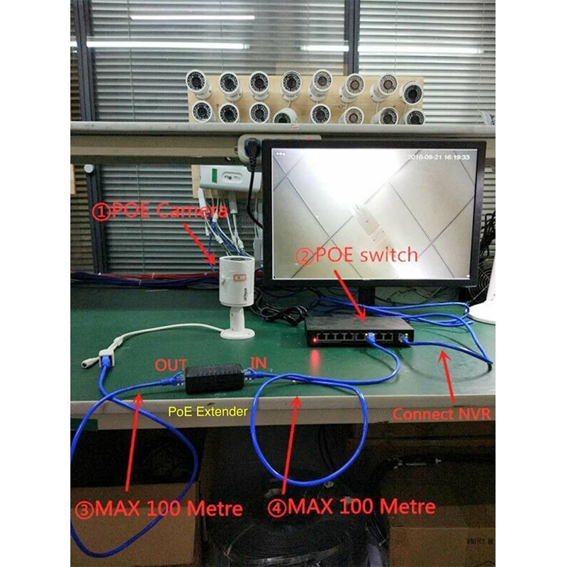 6X 1-Портовый POE Удлинитель 10/100 Мбит/с Со Стандартным Входом/Выходом IEEE 802.3Af Для IP-камеры Дальность передачи 120 метров - 3