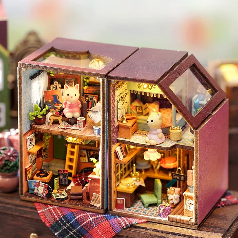 Diy Mini Rabbit Town Casa Деревянные Кукольные Домики Миниатюрные Строительные Наборы С Мебелью Кукольный Домик Игрушки Для Девочек Подарки На День Рождения - 3