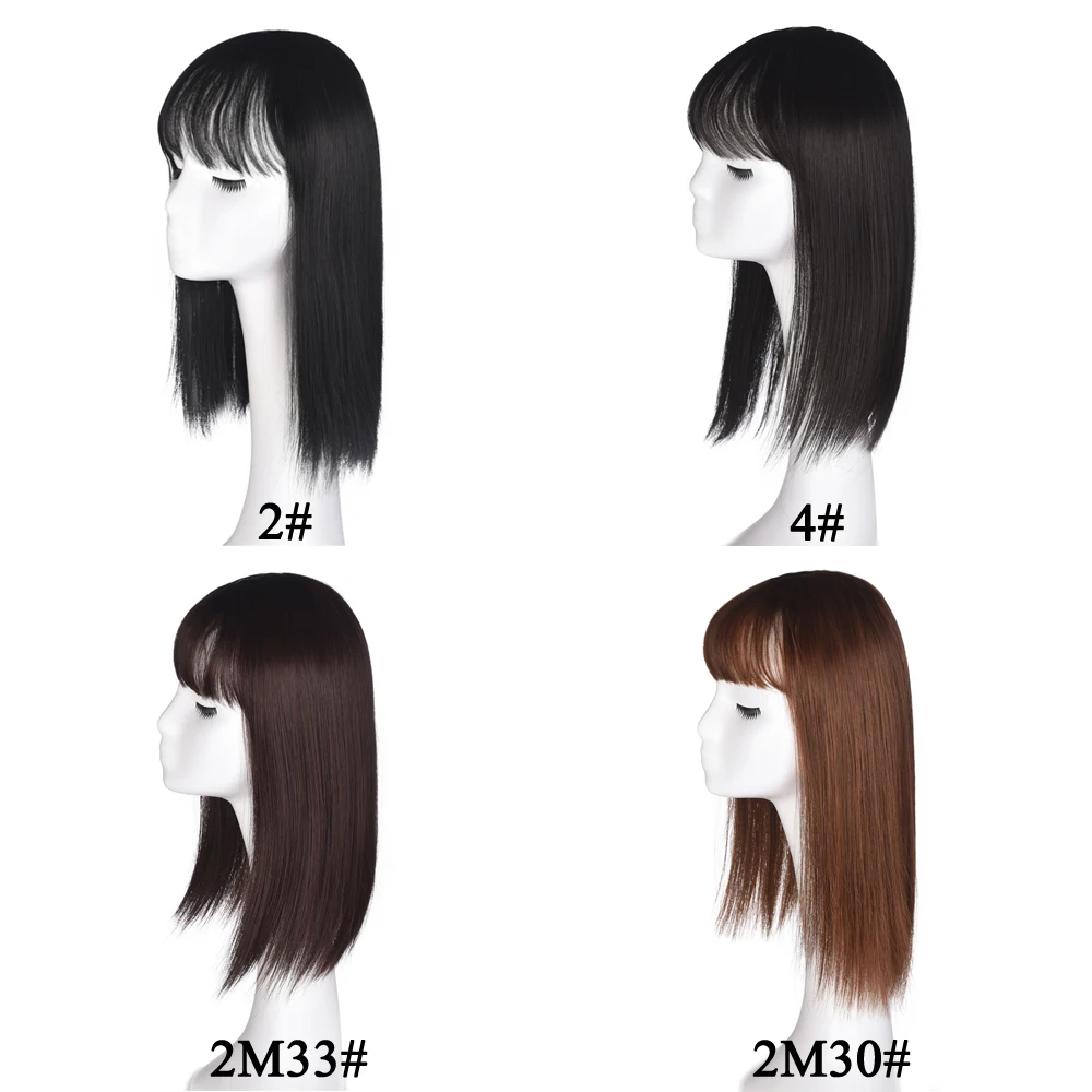 Блок замены женского синтетического парика Прямые Синтетические Женские Парики Длиной 25 см и 35 см Для наращивания волос для женщин с челкой - 3