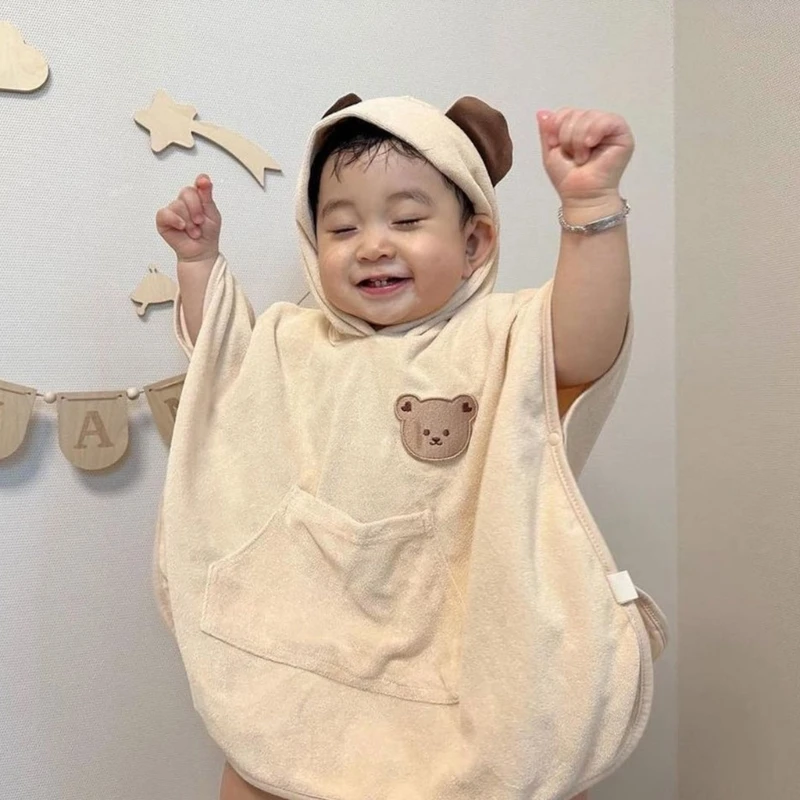 Детское банное полотенце, впитывающее полотенце с капюшоном для новорожденных, детское банное одеяло для малышей, прямая поставка - 3