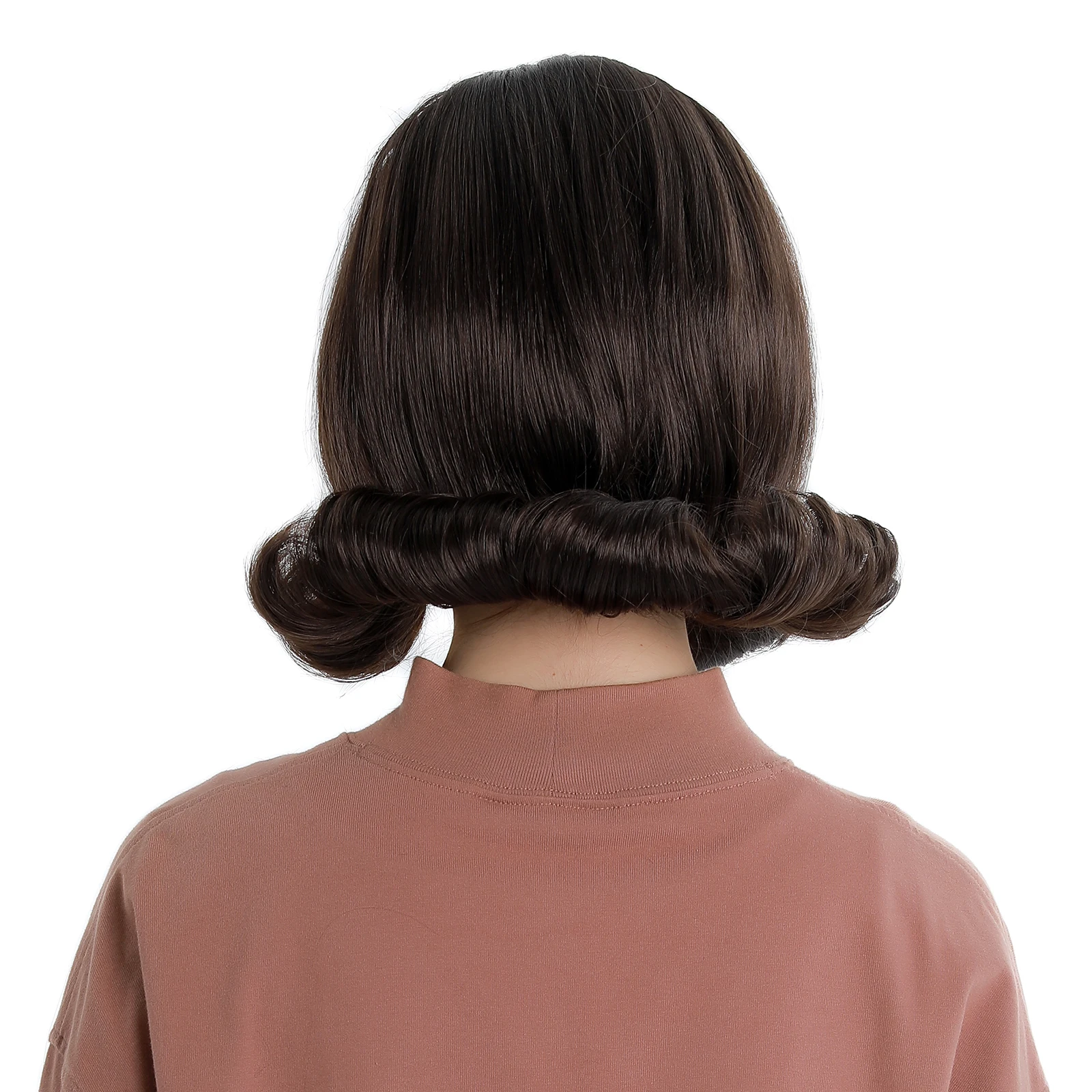 Короткий волнистый костюм 60-х годов, прекрасный синтетический парик коричневого цвета для леди - 3