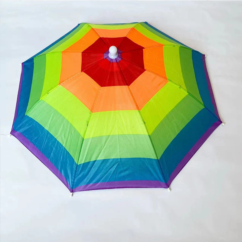 Легкая прозрачная шляпа с зонтиком, головной убор с зонтиком, эластичная шляпа с зонтиком, уличная рыбалка цвета радужного арбуза - 3