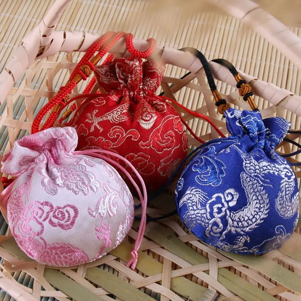 Чехол Многоцветное Подвесное украшение с рисунком дракона, Тканевый кошелек, мешочек-саше, Сумка для хранения в китайском стиле, Женская сумка для ювелирных изделий - 3