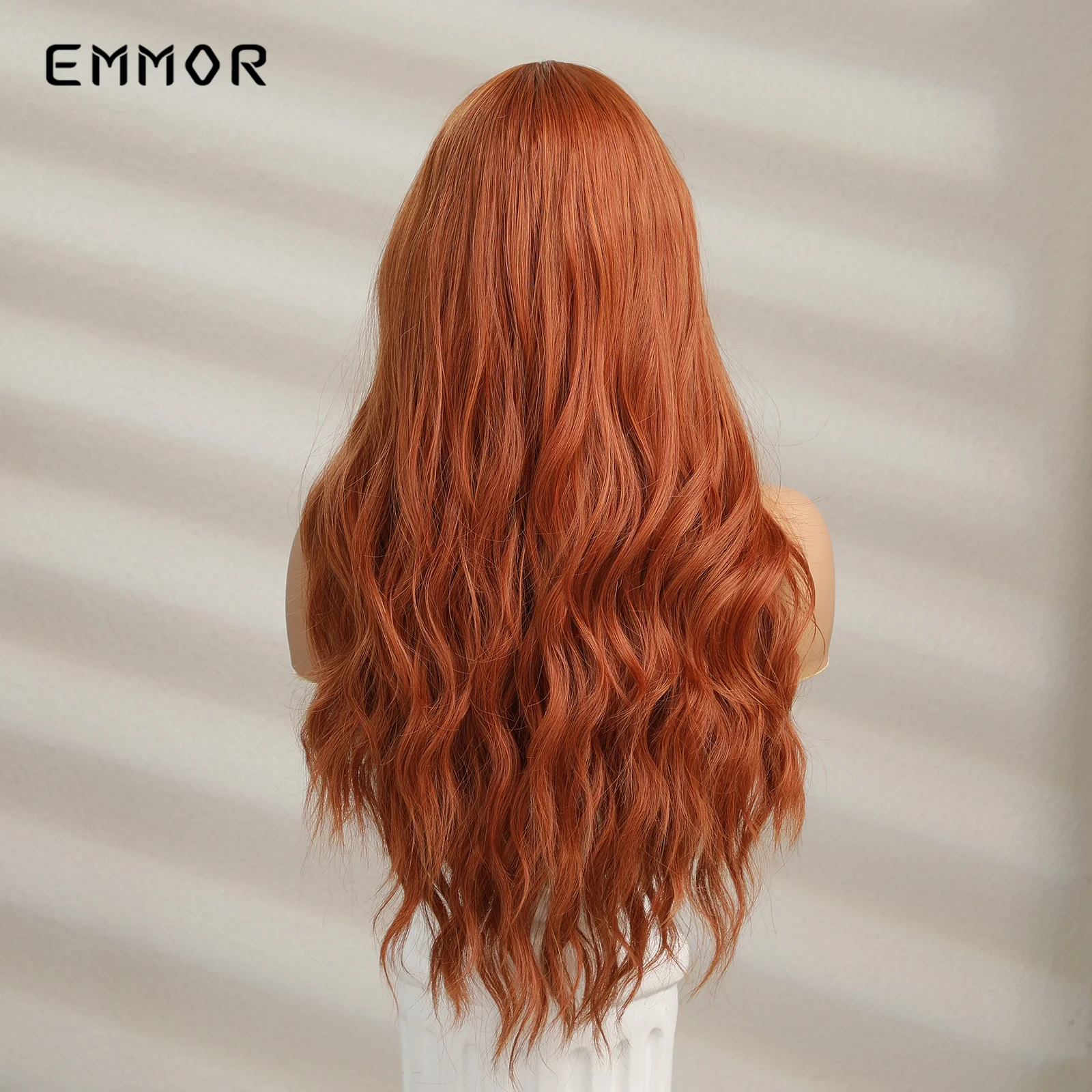 Эммор Оранжево-желтые Парики из синтетических волос, Длинные Волнистые Парики Для женщин, Косплей, Ежедневное использование, вечеринка, Высокотемпературное волокно - 3