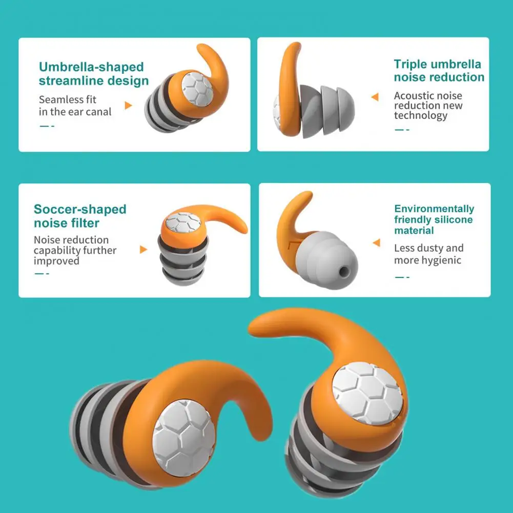 1 Пара затычек для ушей для плавания Эргономичные водонепроницаемые затычки для ушей для сна Защита слуха Шумоподавление Силиконовые затычки для ушей - 4