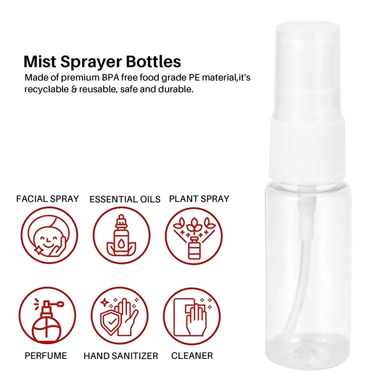 24шт Прозрачные пустые бутылки-распылителя объемом 20 мл, портативные бутылки-распылители для мелкого тумана многоразового использования - 4