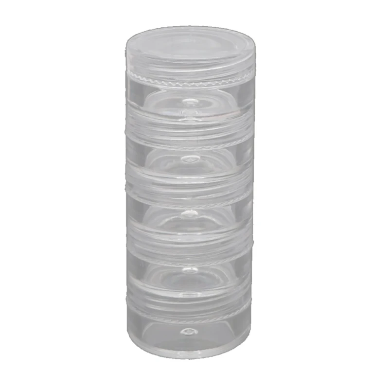 5-Слойный цилиндр, Штабелируемые контейнеры для бусин, пластиковые Круглые Прозрачные контейнеры для хранения - 4