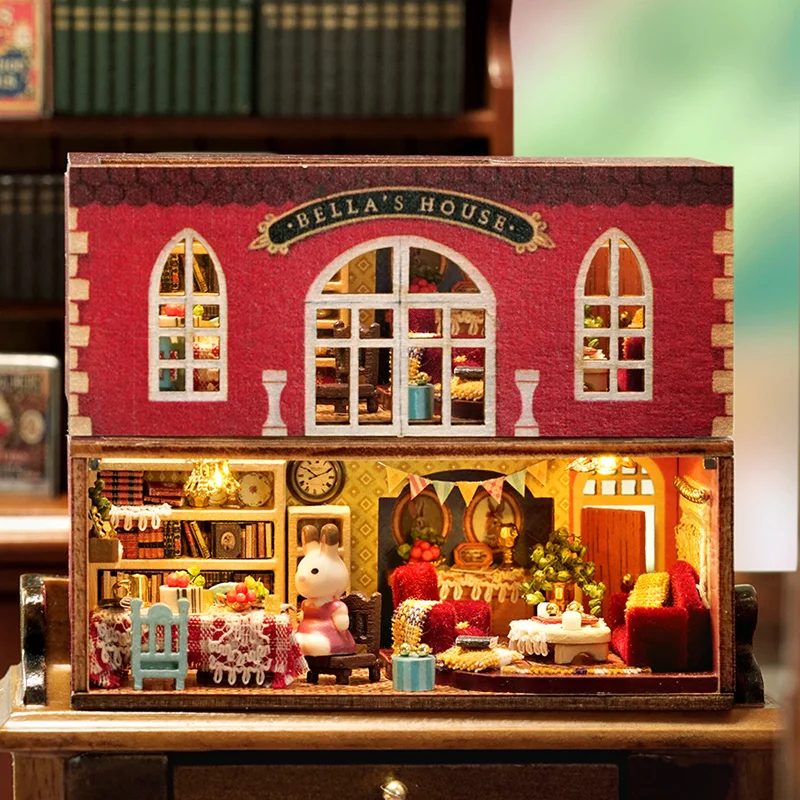Diy Mini Rabbit Town Casa Деревянные Кукольные Домики Миниатюрные Строительные Наборы С Мебелью Кукольный Домик Игрушки Для Девочек Подарки На День Рождения - 4
