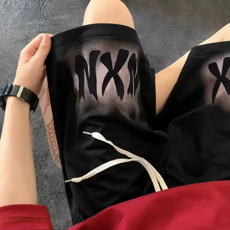 Баскетбольные мужские шорты винтажная уличная одежда для спортзала оверсайз 8XL спортивные парные шорты 2023 летние короткие брюки для мужчин в стиле хип-хоп y2k c - 4