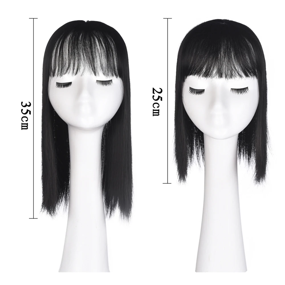 Блок замены женского синтетического парика Прямые Синтетические Женские Парики Длиной 25 см и 35 см Для наращивания волос для женщин с челкой - 4