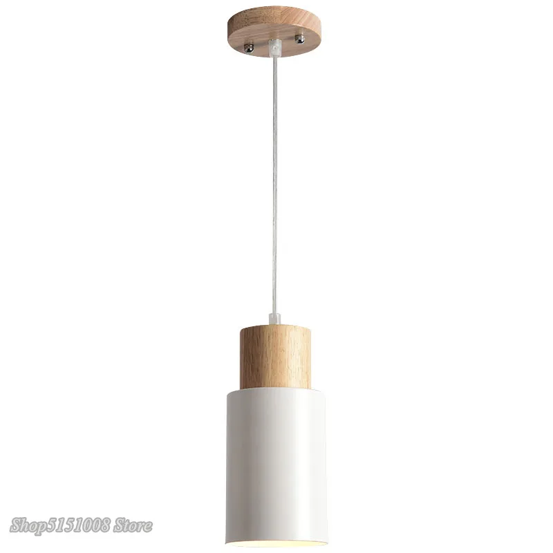 Современные креативные деревянные подвесные светильники скандинавская простая прикроватная тумбочка для спальни прямые черные железные подвесные светильники для домашнего декора Светильники - 4
