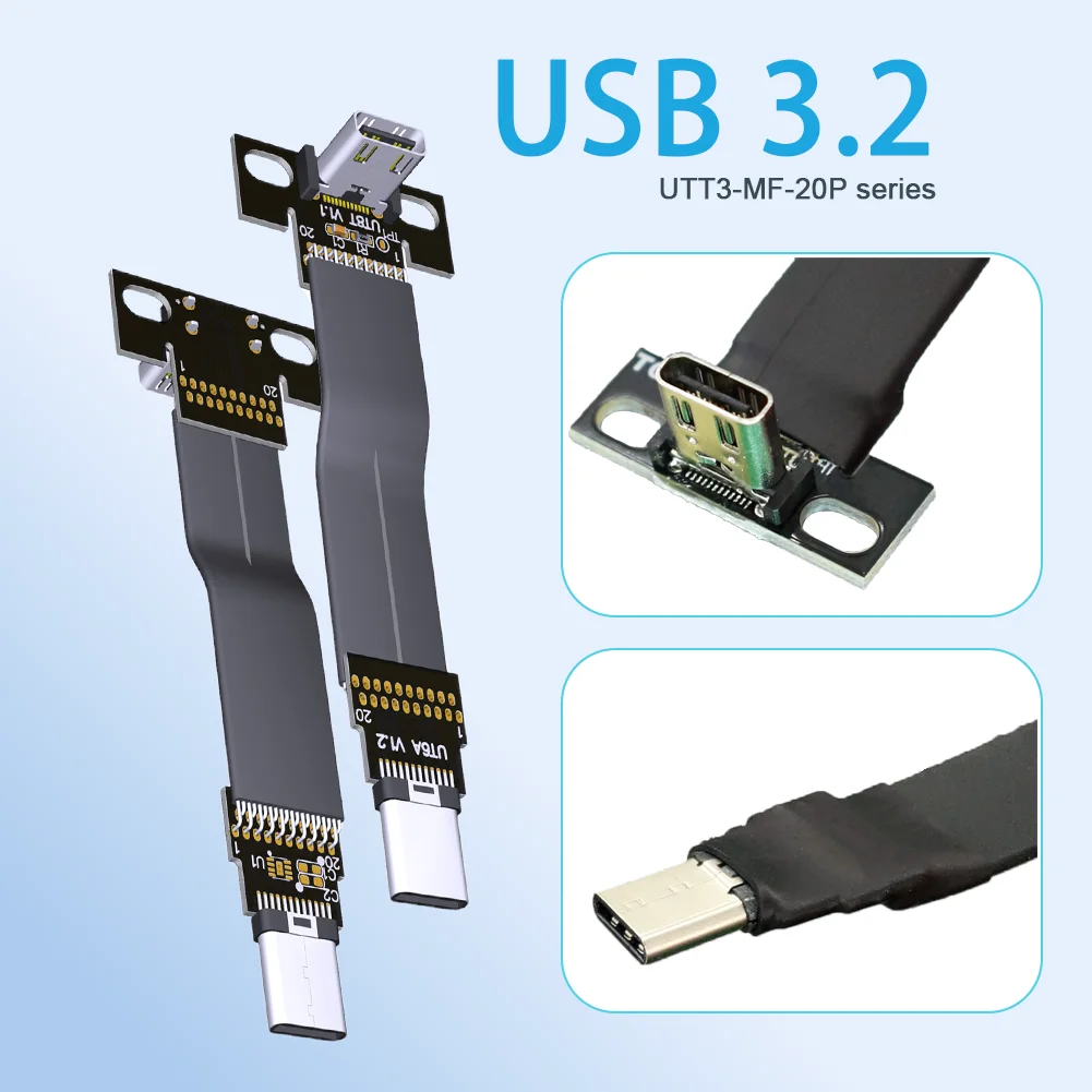 20G USB 3,2 Type C-C Синхронизация Данных, Зарядный Плоский Кабель, Высокоскоростной Кабель для Аэрофотосъемки FPC FPV, Шнур для телевизора, ПК, Телефона, USB3.2 Удлинителя - 5