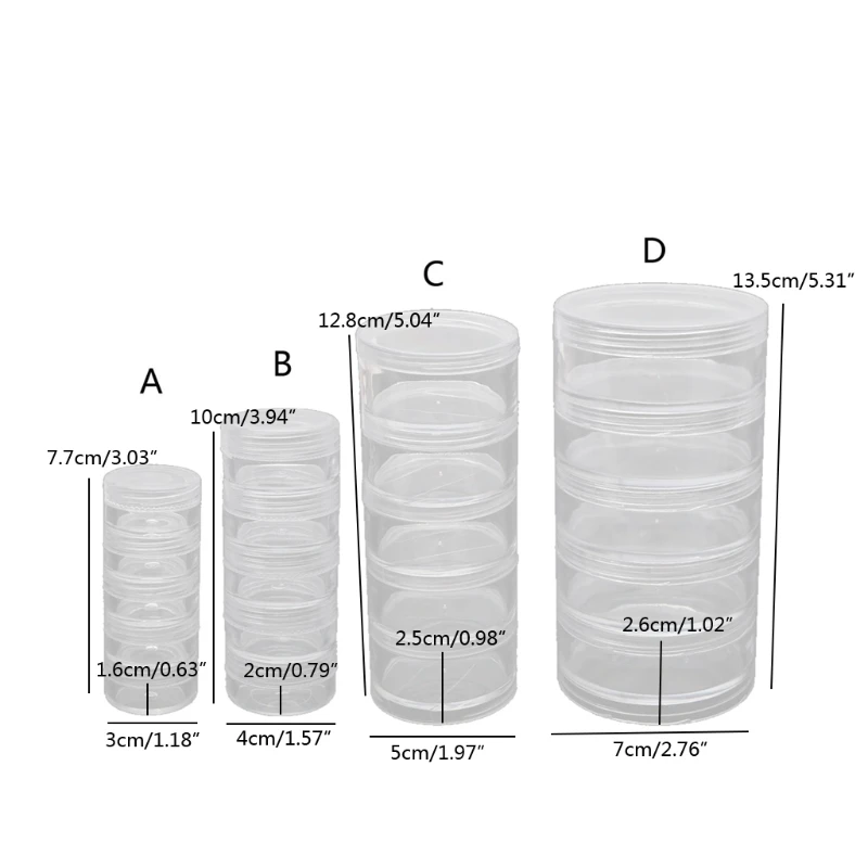 5-Слойный цилиндр, Штабелируемые контейнеры для бусин, пластиковые Круглые Прозрачные контейнеры для хранения - 5