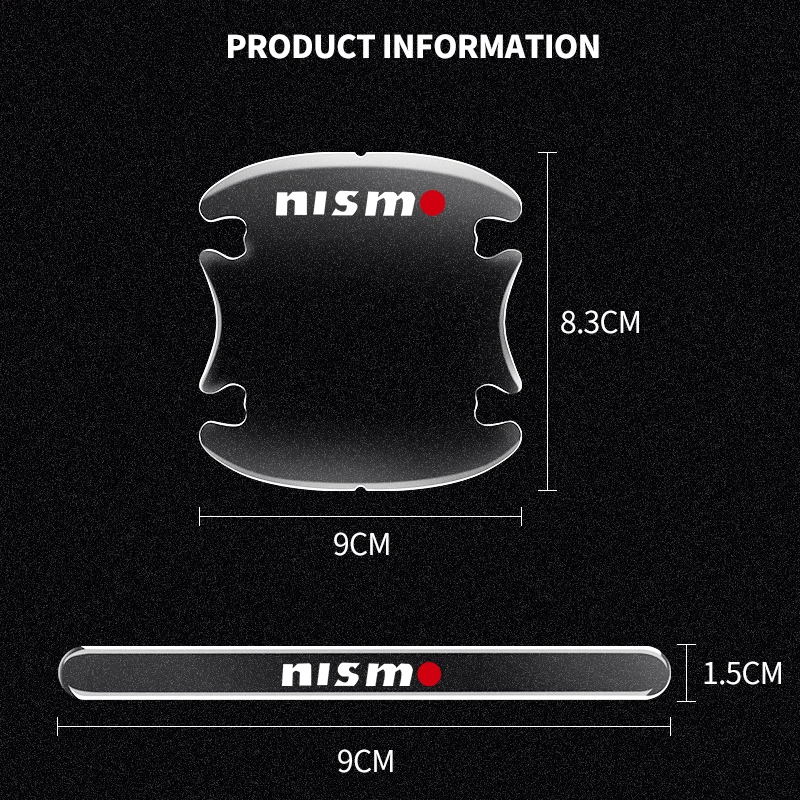 8шт Ручка двери автомобиля Прозрачная эмблема Наклейка для защиты от столкновений Автомобильные товары для Nismo Логотип Эмблема R34 GTR Автомобильные аксессуары - 5