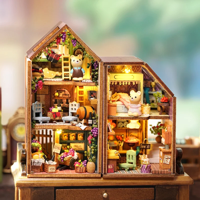 Diy Mini Rabbit Town Casa Деревянные Кукольные Домики Миниатюрные Строительные Наборы С Мебелью Кукольный Домик Игрушки Для Девочек Подарки На День Рождения - 5