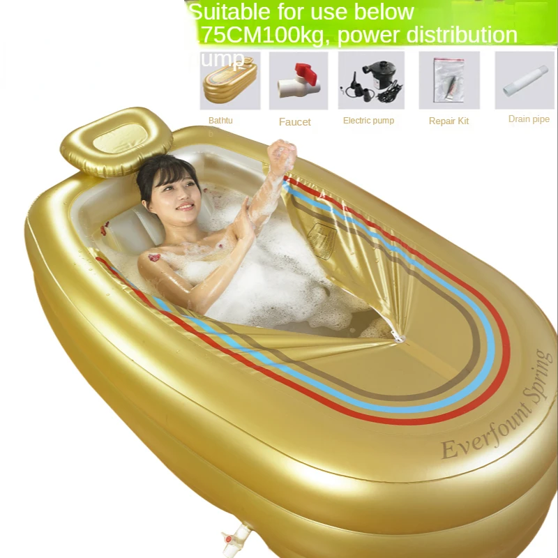 Большая Надувная Ванна Для Взрослых, Домашняя Ванна Для Взрослых С Изолированной Подушкой с Электрическим Насосом - 5