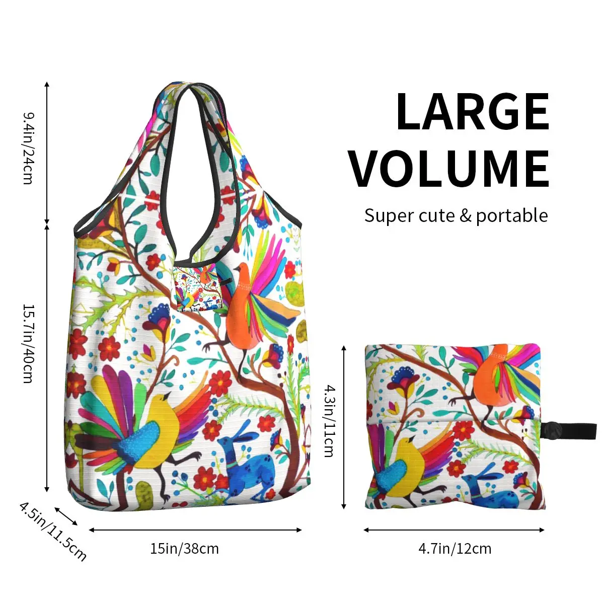 Мексиканские сумки-тоут с милым принтом Otomi Flowers Amate, портативная сумка для покупок, Мексиканская текстильная сумка - 5