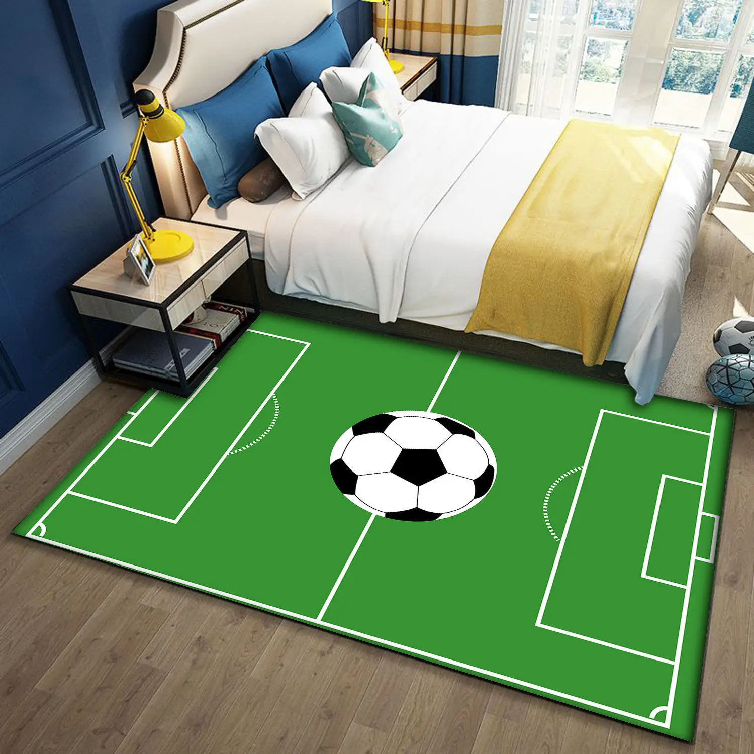 Мультяшный коврик для футбольного поля, Спальня, гостиная, Противоскользящий ковер, коврик для пола, коврики, Большой мягкий ковер для дома - 5