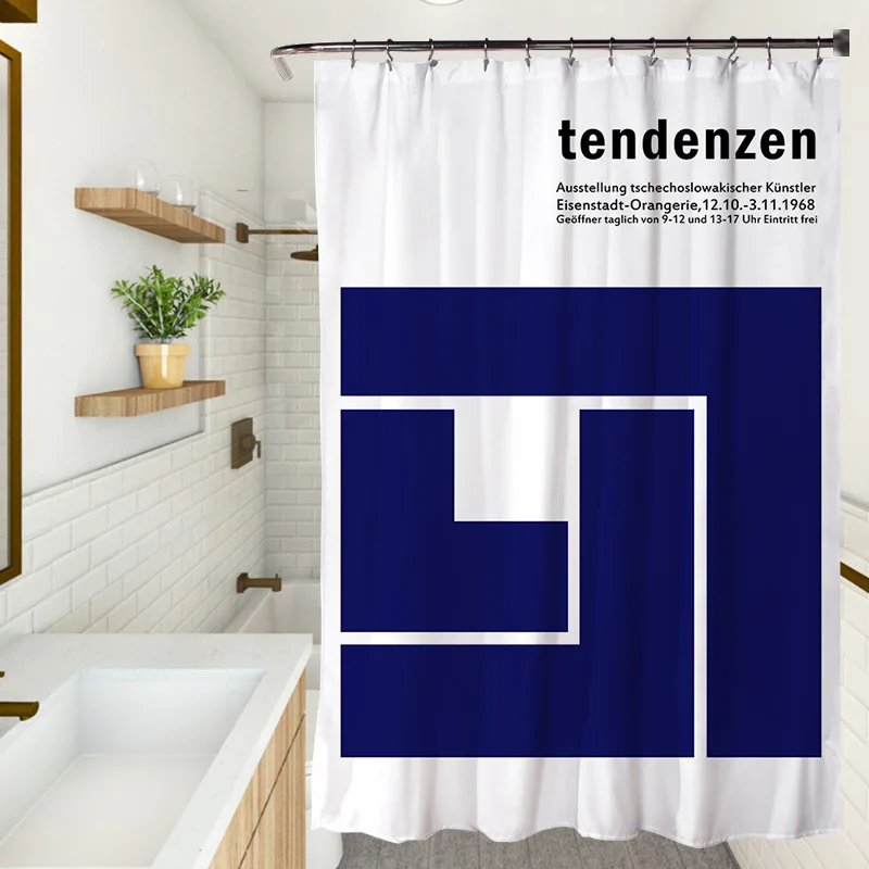 Художественный стиль Ins Шторы с синими цветами Из водонепроницаемой ткани Для украшения ванной комнаты Моющаяся Занавеска для душа в ванной комнате - 5