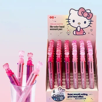 36шт Шариковая ручка Sanrio Hello Kitty 6 цветов, канцелярские принадлежности Kawaii, Гелевая ручка для записи студентов, Школьные Канцелярские принадлежности Оптом