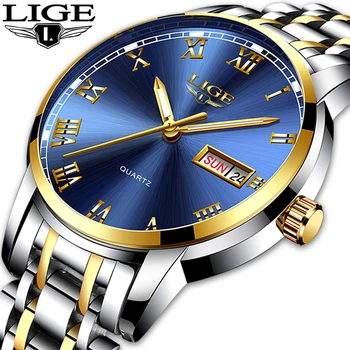 Роскошные кварцевые мужские часы бренда LIGE, модные деловые мужские часы из нержавеющей стали, водонепроницаемые спортивные часы, наручные часы с циферблатом даты