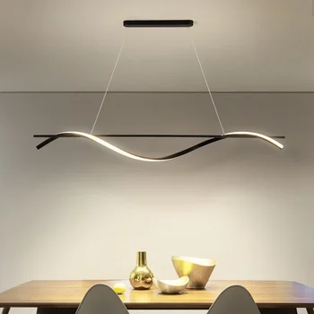 Скандинавская Современная Минималистичная Люстра для ресторана, кухни, спальни, Дизайнерский Креативный Подвесной светильник с длинной полосой из светодиодов с одним символом