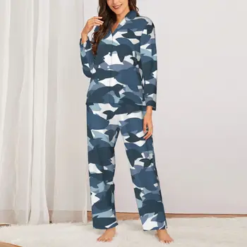 Пижамы Shark Art, женские камуфляжные пижамы Sharks Kawaii для спальни, Весна, 2 предмета, Повседневные Пижамные комплекты с рисунком Oversize