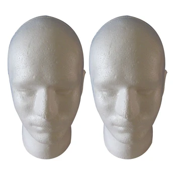 2X Мужской дисплей для париков Косметологический Манекен Подставка для головы Модель Пена Белая